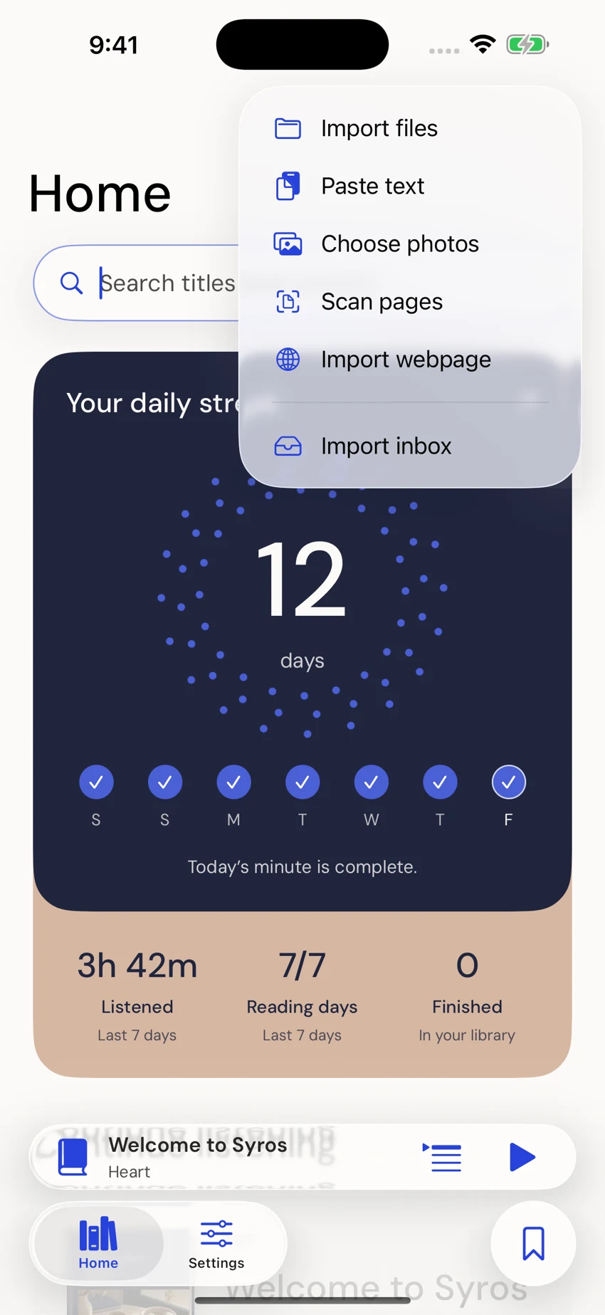 Earlo import screen